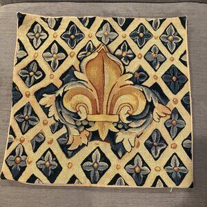 Gobelin's Art Tapestry Fleur de Lis Throw Pillow Cover